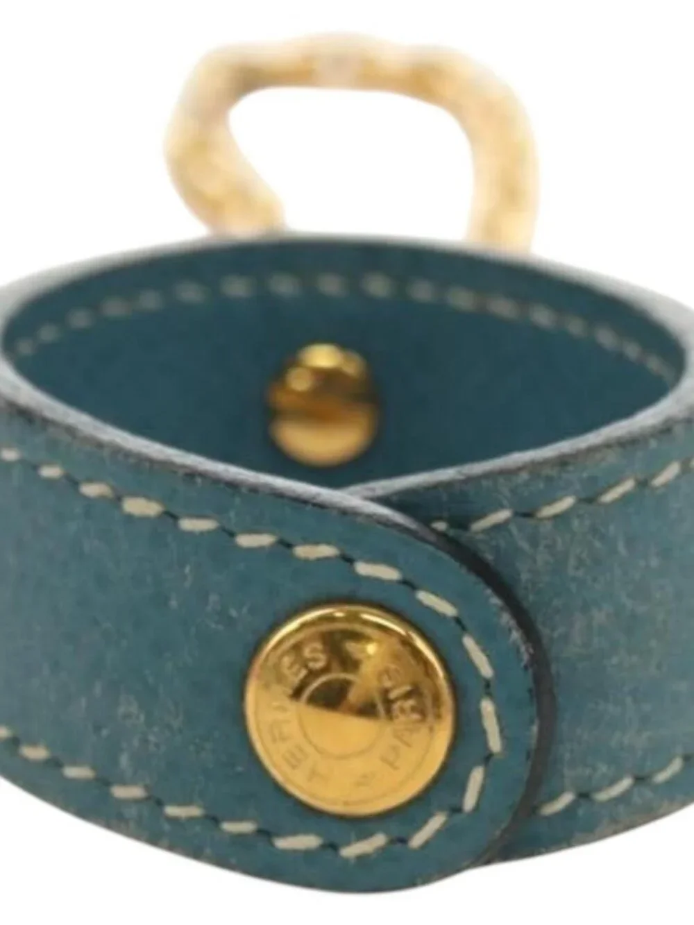 HERMES Glove Holder Charm Leather Light Blue Gold Auth 181292V